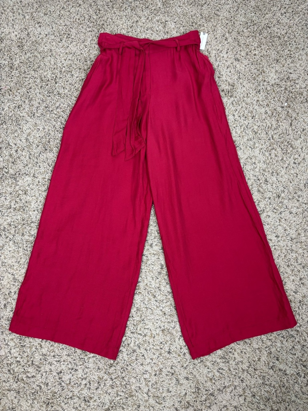 Maeve Pants Womens 14 Red Tie Waist Wide Leg High Waisted Anthropologie